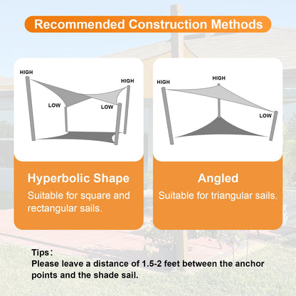 Artpuch 12'x16' Sun Shade Sail BeigeCurved Commercial Outdoor Shade Cover Cream Rectangle Heavy Duty Permeable 185GSM Backyard Shade Cloth for Patio Garden Sandbox (We Make Custom Size)