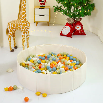 31 Inch Beige Ball Pits for Toddlers Dogs Cats, Kids Ball Pits Play Tent, Collapsible Ball Pits Crawl Playpen Ball Pool with Storage Bag, Gift for Boys Girls Dogs Pets Birthday (Balls Not Include)