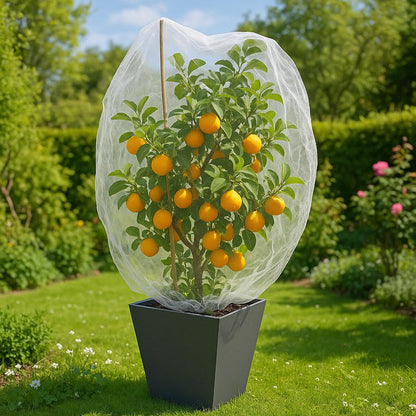 Fruit Tree Protection Bags 4x4.5 FT in 4 Pack | Multiple Size Garden Netting for Fruit & Vegetable Protection | White Plant Net Cover for Blueberry & Tomato | Bird & Insect Mesh Fabric Protector