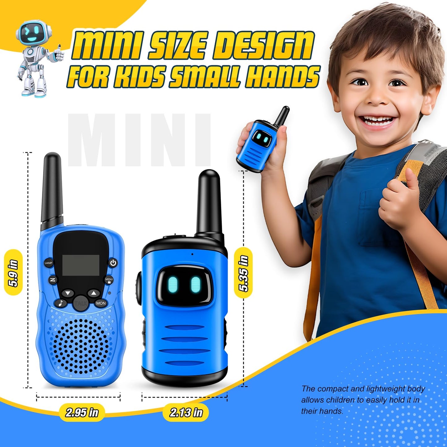 Toys for 3-8 Year Old Girls: comedyfun Mini Robots Walkies Talkies for Kids 2 Pack Birthday Gifts for 3 4 5 6 7 8 Year Old Girls Boys Camping Hiking Toys Age 4 5 6 7 8 Girl Boy