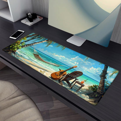 Beach Mouse Pad，Summer Sea Wave Gaming Keyboard Mat，Laptop Computer Protector with Non-Slip Rubber Base，Large Extended MousePads Gifts for Desk Office Home，Deskmat Decor 31.5" x 11.8"