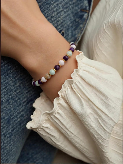 SAMPOW Healing Stone Bracelet for Women, Healing Stones Yoga Bead Bracelets Calming Stretch Bracelet Anxiety Relief Stress Relief Gifts