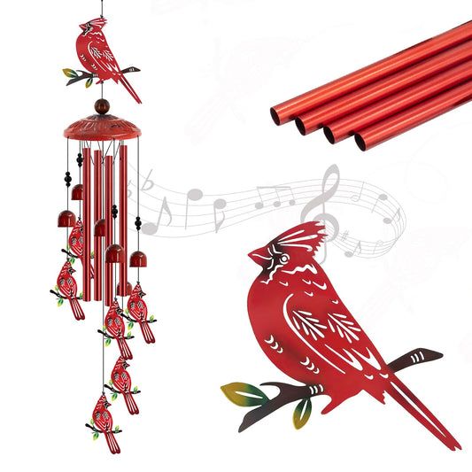 for Women Cardinal Wind Chimes for Outside, 35'' Metal Cardinal WindChimes Gifts for Women/Men, Decoration for Outdoor, Home, Garden, Patio, Backyard
