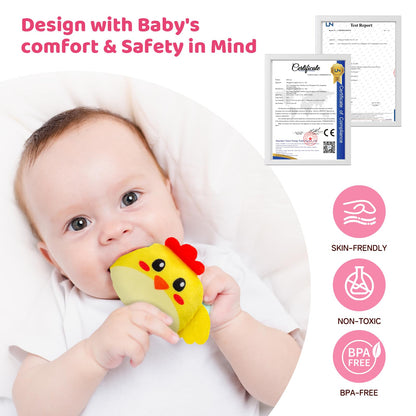PADONISE Baby Toys 6-12 Months, Montessori Sensory Newborn Toys, Stuffed Farm Animals with Rattle, Mirror, Crinkle Paper, Gift for 6-12 12-18 Months 1-3 Year Old Toddlers Boys Halloween Girls
