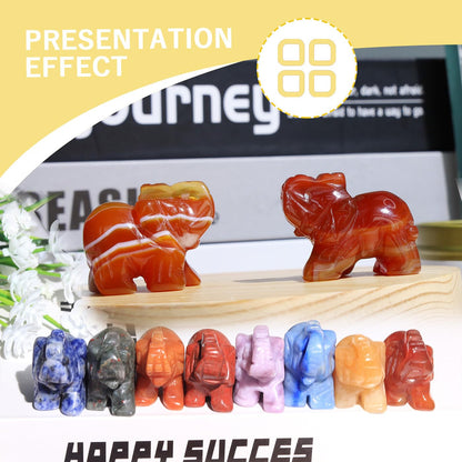 QINJIEJIE Red Carnelian Crystals Elephant Decor Cute Desk Stones Polished Figurine Natural Gemstones Luck Decoration Home Room Office Pocket Hippie Statue Meditation Spiritual Women