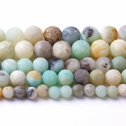 10mm 38pcs Frosted Amazonite Natural Stone Round Loose Beads for Jewelry Making DIY Bracelet Necklace