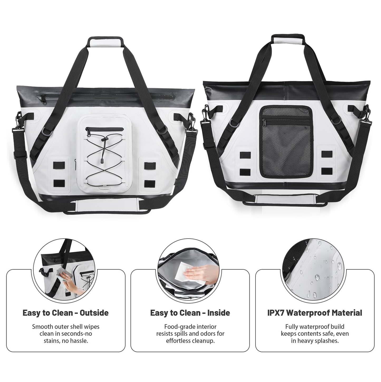 MORXPLOR Cooler Bag Soft Insulated Tote For Beach Travel Grocery|Portable Large Ice Coolers with Handle,Shoudlder Strap,6 Ice Packs and 2 Removeable Cup Holders,40 Can Capacity Food Delivery Tote Bags