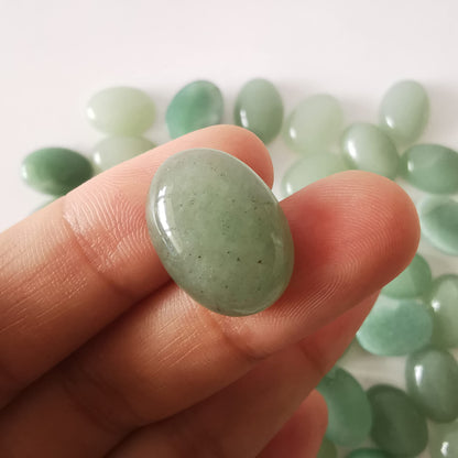Loveliome 18x13mm Oval Cabochons Flatback Crystal Stone Gemstones Beads for Jewelry Making DIY Pack of 10, Green Aventurine