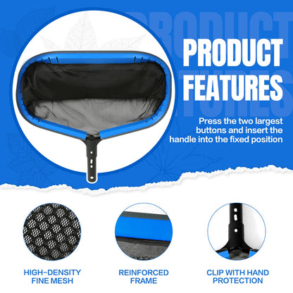 joyhalo Pool Skimmer Net with Pole,Upgraded Extra Wide Scoop Edge, Swimming Leaf Rake with 2.5FT-10FT Adjustable Aluminum Pole for Cleaning Leaves, Debris