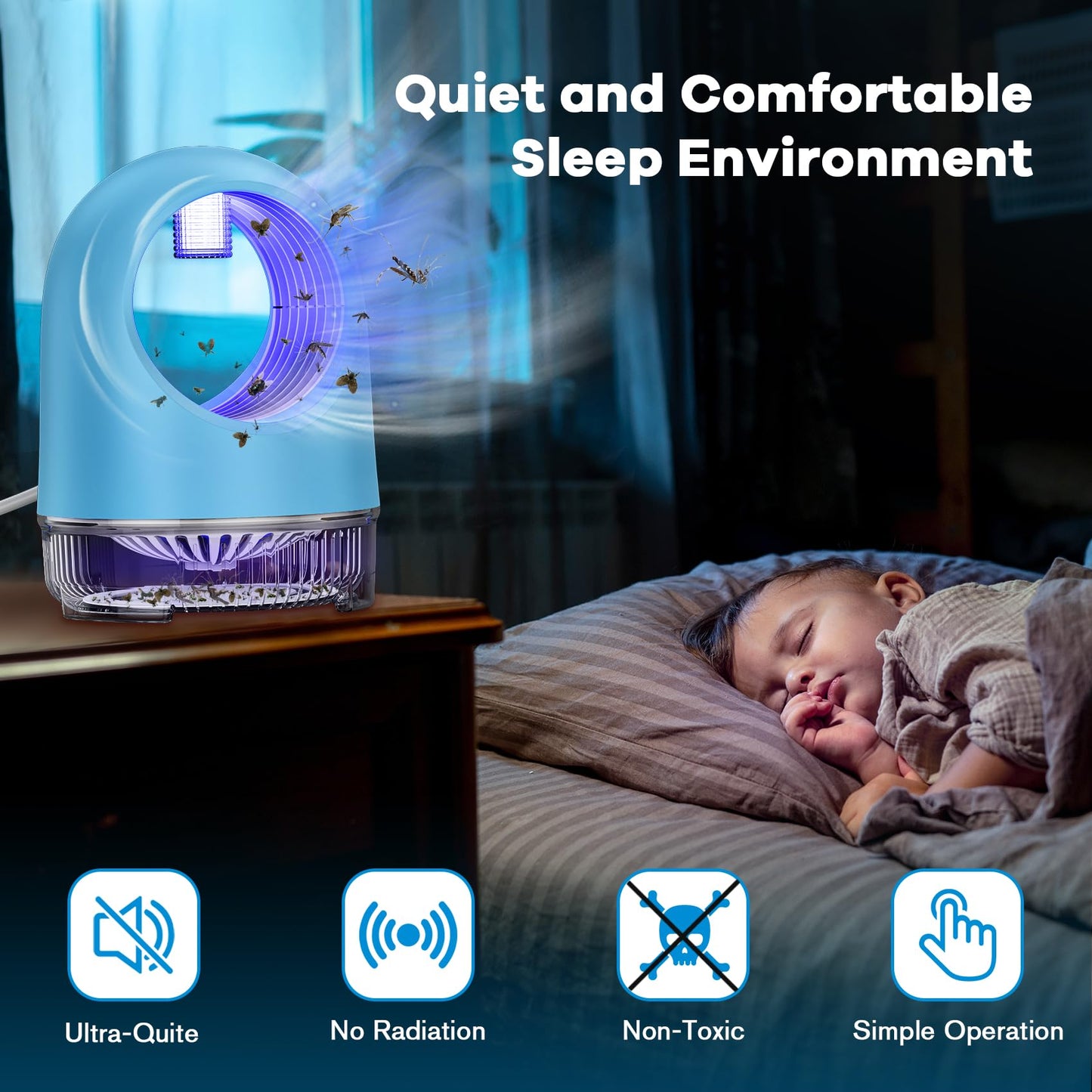 Fruit Fly Traps for Indoors, Electric Fan Powered Bug Catcher, Reusable Gnat Killer for Home Kitchen with Sticky Cartridges for Mosquitoes & Moths