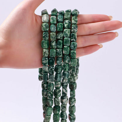 Natural Large African Jade Cube Stone Beads 8x11mm 38cm/str Loose Semi Gemstone Stone Square Beads for Making Bracelets Necklace