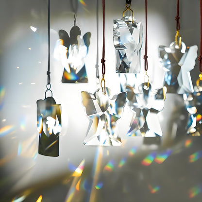 H&D HYALINE & DORA Crystal Angel Prisms Hanging Ornament, 12 Pcs Glass Angel Prisms for Window Hanging, Chandelier Crystal Replacement, Hanging Decor for Christmas Tree (Clear)