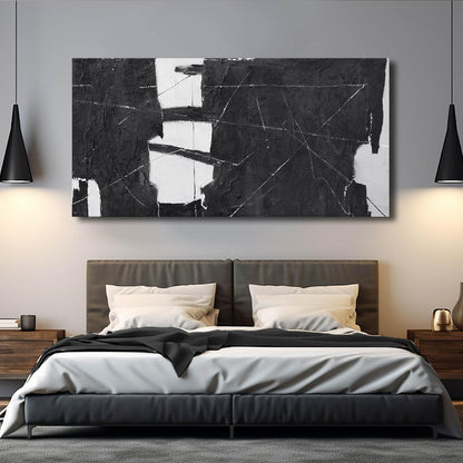 VAYIMDH Black Art Large Abstract Wall Decor for Living Room Black and White Painting on Canvas Line Prints for Walls Office Home Decorations 29x58 Inches