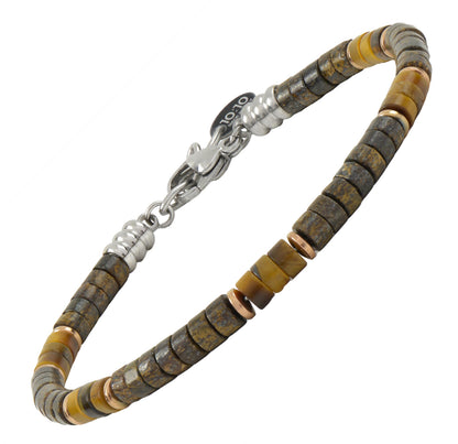 10:10 Beaded Bracelet for Men and Women – Natural Gemstone Bracelet and Stainless Steel – Adjustable, Durable and Elegant – Made in Italy (Bronzite)