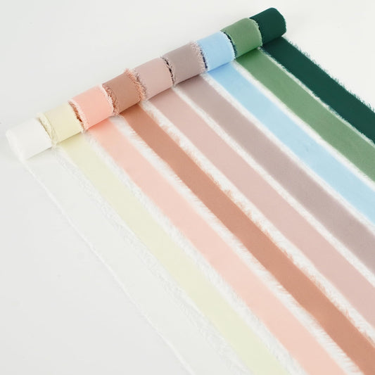 MEEDEE Chiffon 1 Inch Frayed Ribbon Chiffon Silk Ribbons Assorted Frayed Edge Mixed Color Ribbon Set Thin Chiffon Ribbons for Crafts, Gift Wrapping, Wedding Invitation (9 Rolls 27 Yards)