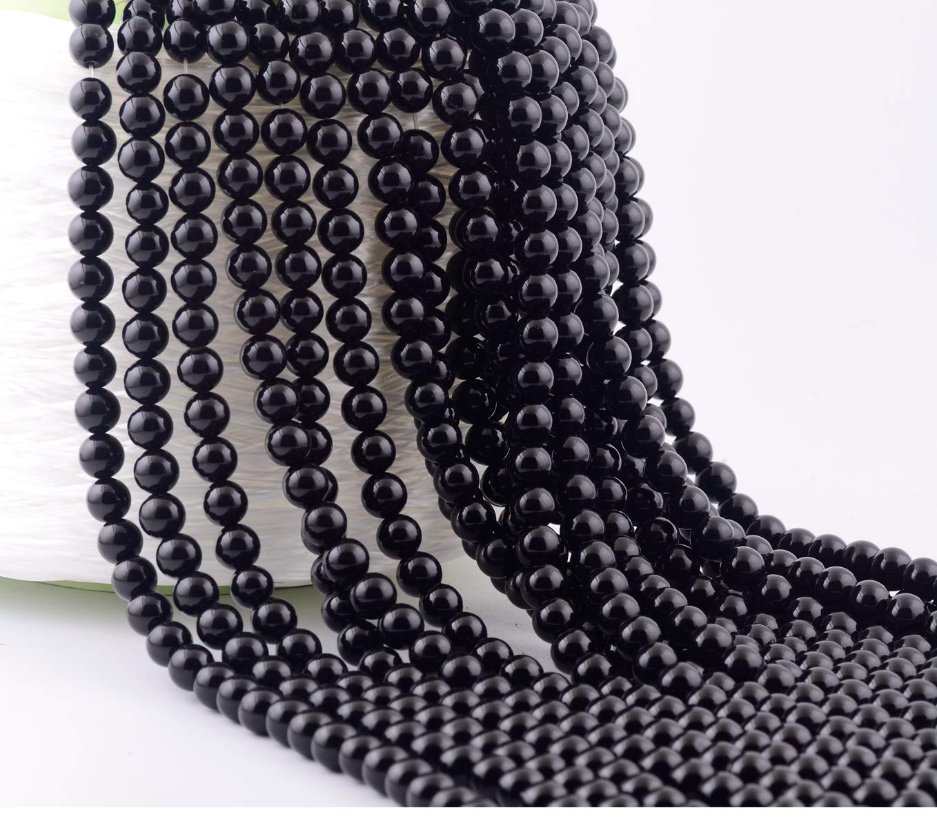 Natural Stone Beads 100pcs 8mm Black Obsidian Round Genuine Real Stone Beading Loose Gemstone Hole Size 1mm DIY Charm Smooth Beads for Bracelet Necklae Earrings Jewelry Making (Black Obsidian, 68mm)