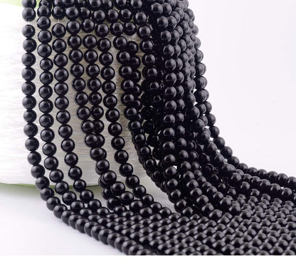 Natural Stone Beads 100pcs 8mm Black Obsidian Round Genuine Real Stone Beading Loose Gemstone Hole Size 1mm DIY Charm Smooth Beads for Bracelet Necklae Earrings Jewelry Making (Black Obsidian, 68mm)