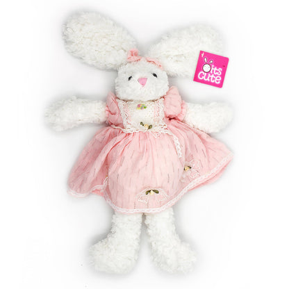 oits cute Floppy Bunny Stuffed Animals in Dress for Baby Girls Plush Toys 18 Inch (Pink Retro Dress)