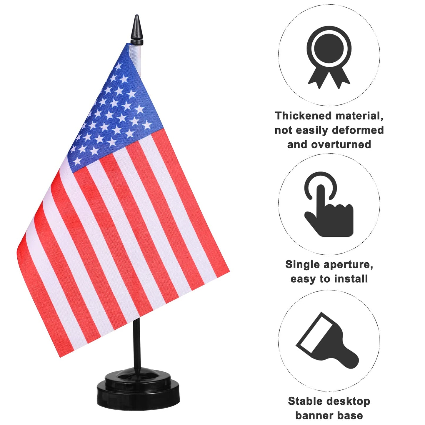 48 Pieces Black Miniature Flag Stand Plastic Mini Flag Holder Small Desk Banner Stand Base for Holding Office Garden Table Stick, 0.28 Inches in Hole Diameter