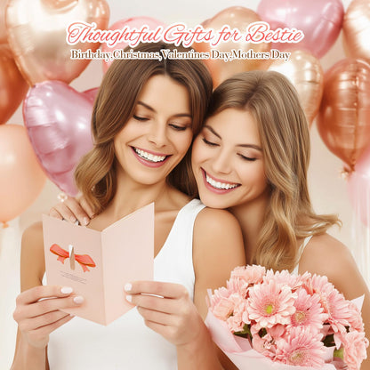 Bestie Gifts for Women: Eletorot BEST-TEA Friendship Gift for Best Friend Female, Pink Spa Relaxation Baskets Set, Galentines, Valentines, Mothers Day, Birthday, Christmas, Funny BFF Present
