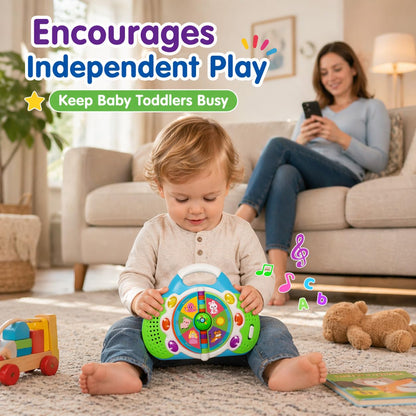 Musical Toddler Learning Toy, Alphabet Flip Book with Lights & Sounds, Car Seat Travel Toy for 1 2 3 Year Old Boys Girls, Interactive ABC Educational Toy for Daycare Classroom, Christmas Birthday Gift