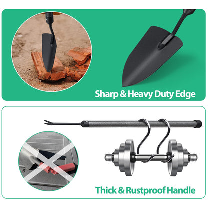 Garden Tool Set, 5-Piece Heavy Duty Gardening Tools Kit with Extendable Handle, Metal Trowel, Cultivator, Weeder, Pruner, Back-Saving Grips for Yard Raised Bed, Rust-Proof, Gift for Women, Men, Kids