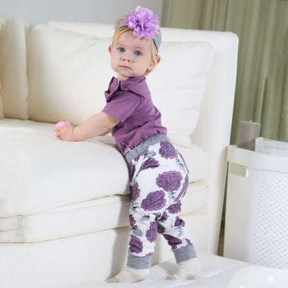 Renotemy Infant Girl Clothes Newborn Outfits Short Sleeve Romper Pants Set 0-3 Months Baby Girl Clothes Outfit Sets
