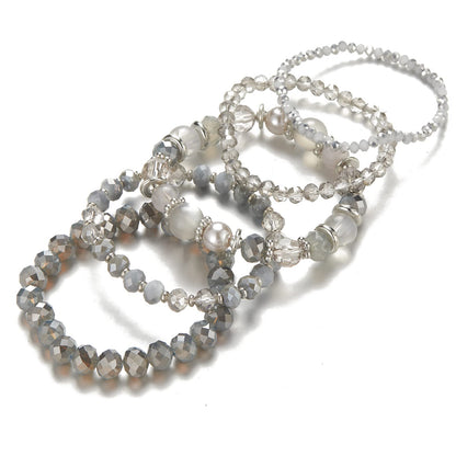 Noessla Beaded Boho Stretch Bracelet Colorful Stackable Crystal Beads Bracelets Trendy Costume Jewelry Mothers Day Gifts for Women(21-Grey)
