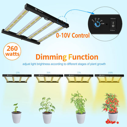 FARMLITE LED Grow Lights for Indoor Plants Full Spectrum Growing Light Bar Plant Hanging Growing Lamps Seedling Daisy Chain Dimmable Board 4x4ft Coverage (260watts)