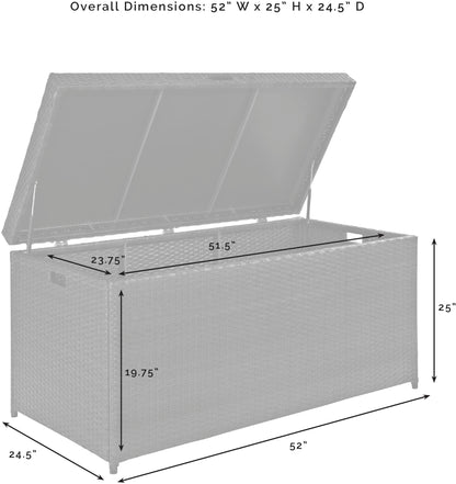 Crosley Furniture Palm Harbor Wicker Outdoor Storage Box for Patio Furniture Cushions and Pool Floats, Gray