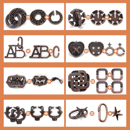 8 Pcs Brain Teaser Puzzles for Adults Teens - Metal Puzzles 3D Puzzle Game Toys for Adults Teens - Unlock Interlocking Puzzle Adult IQ Education Smart Toys