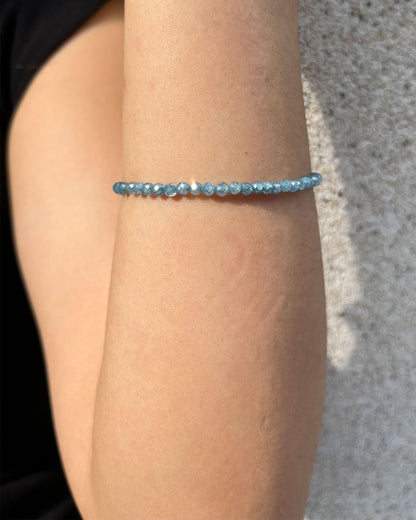Dark Blue Beaded Bracelets for Women Gem Beaded 14k Gold Plated Bracelet Dainty Valentines Mother Gifts Inspirational Ocean Jewelry, Deep Sea Blue