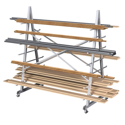 Xikopus Floor Standing Lumber Horizontal Storage Rack with 7 Tiers, Heavy-Duty Metal Adjustable Arms Pallet Racking, Free Standing Bar Storage Cantilever Rack for Basement, Up to 2500 LBS