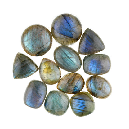 GemSymphony 100 Carat Natural Labarodite Gemstone Cabochon Lot Mixed Shapes – 9 to 11 pcs Hand Polished Crystal Stones for Jewelry Making Supply, Healing, Reiki, Craft Supplies, Unique Cab Set for Wire Wrapping & Collectors (10-20 mm)