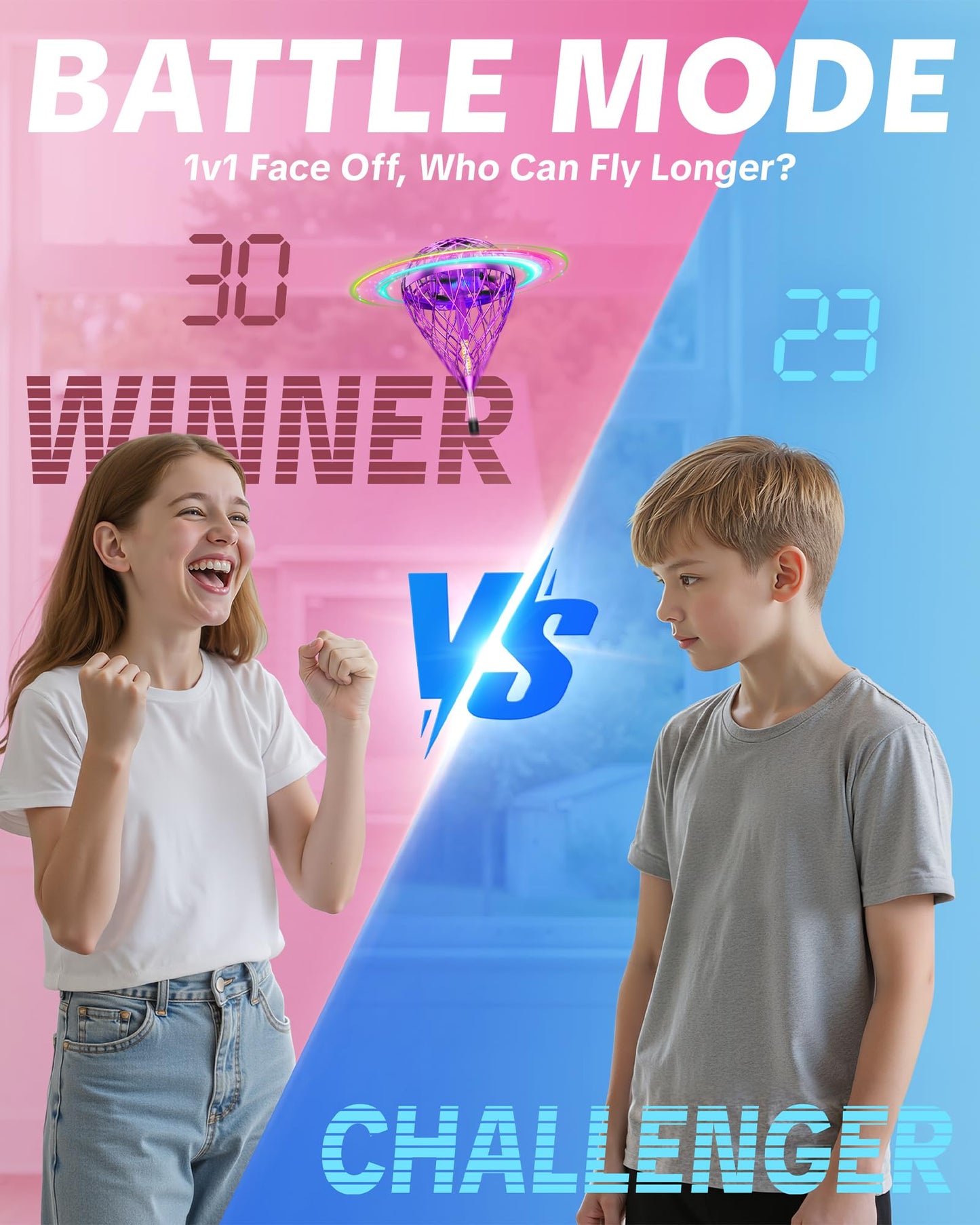 Flystars Flying Bouncing Toys, Next-Gen Pro 2025 Cosmic Globe Flying Orb Ball Motion-Control Hover Spinner with 3D Flips, Cool Interactive Gift Toy for Kids 6+ Boys Girls Teens(Purple-S)