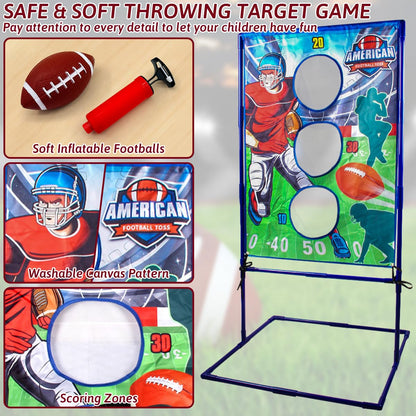Punieayi Football Toss Game with 4 Inflatable Balls, Football Throwing Target Games for Boys 8-12, Sports and Outdoors Toys for Kids Ages 3+