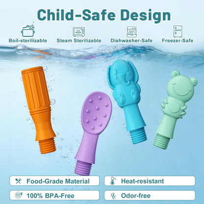 Oral Sensory Vibration Tool Oral Motor Sensory Stimulation Kit with 8 Textured Silicone Heads, 3 Vibration Modes for Autism, Speech Therapy, Self Feeding Stimulation & Calm Sensory Needs - Blue