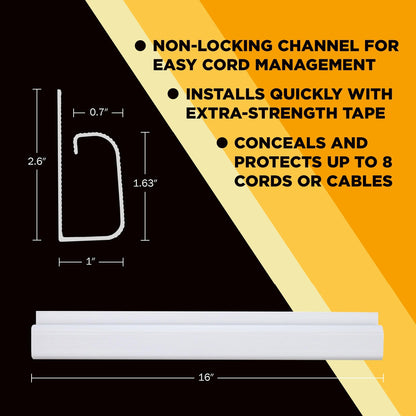 J Channel Cable Management - 5-Pack 16-Inch Wire Organizers for Cords - Cord Hider Kit for Desk, Office, and Kitchen Use by Simple Cord (White)