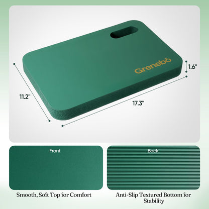 Grenebo 2-Pack 1.6" Extra Thick NBR Foam Garden Kneeling Pads, Ultra Soft Cushion Kneeling Pads for Gardening, Gardening Kneeling Pad for Baby Bathing, Work, Exercise, 17.3×11×1.6 in, Green