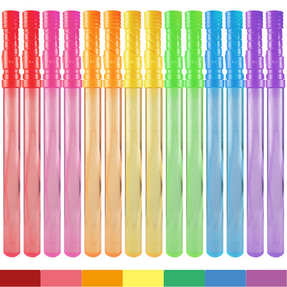 Bubble Wand, 28 Pack 14’’ Big Bubble Wands Bulk(7 Colors), Non-Toxic Smelless Bubble Toy for Kid Child Birthday Party Favor Wedding Summer Outdoor Pool Activity Bathroom Bath Toys