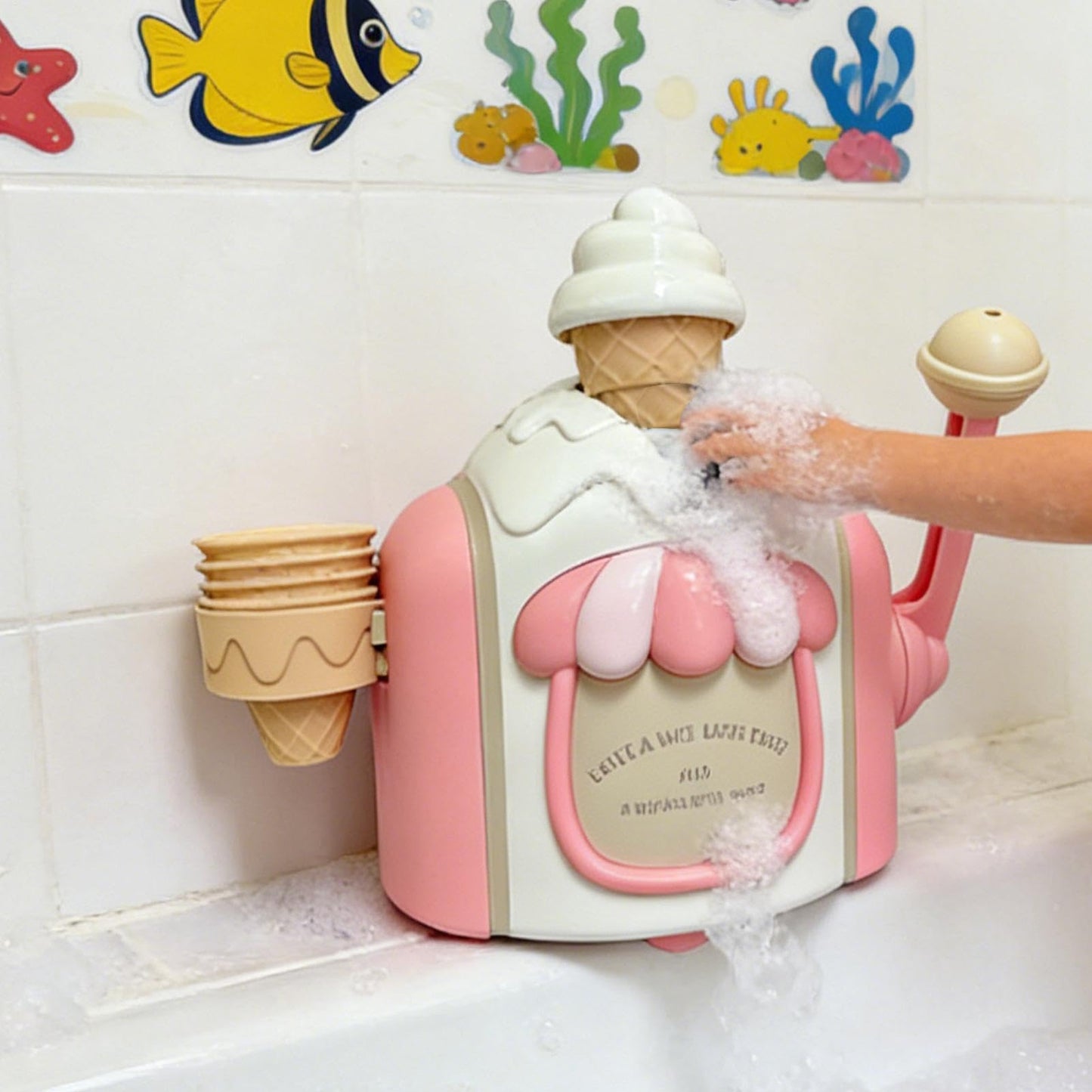 Ice Cream Bath Toy, Bath Bubble Maker, Educational Pretend Play Water Toy, Bubble Making Machine, for Kids Shower Pool Home