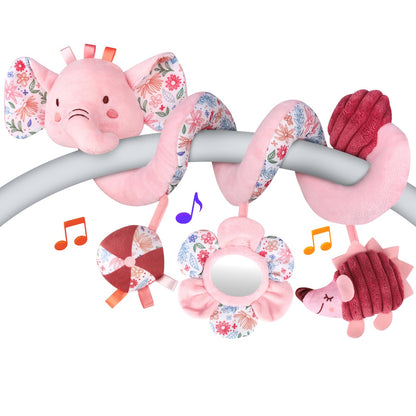 Hanging Car Seat Toys, Spiral Crib & Stroller Activity Toys with Rattles for Babies 0-6 Months, Baby Car Seat Accessories Toy for Developing Sensory & Motor Skills, Ideal Gift for Newborn Infant