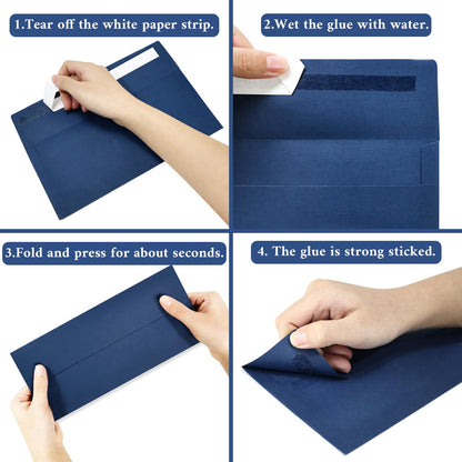 100 Pack #10 Business Envelopes, Navy Blue Standard Envelopes Self Seal, Letter Size Mailing Envelopes for Checks Letters Invoices Statements Birthday Graduation Wedding,4 1/8 x 9 1/2 Inch