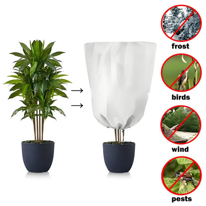 NICOLEKAY 5-Pack Plant Covers Freeze Protection, Drawstring Tree Cover, Winter Freeze Plant Protection, Tree Jacket Frost Blanket for Outdoor Plants, 23.6" x 31.5"