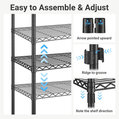 VIPEK V5 Heavy Duty Clothes Rack, Portable Closet Wardrobe with 4 Hanging Rods & 8 Shelves, Freestanding Adjustable Garment Rack for Bedroom, Walk-in Closet, 890 lbs Capacity, Black, 68.9" L