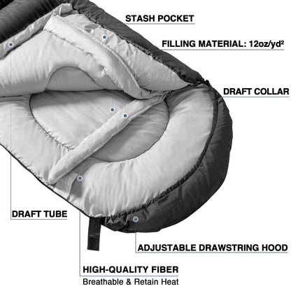 Atarashi 3-4 Season Sleeping Bag for Adults - Light Warm Extra-Large with Compression Sack- Great for Camping, Hiking, Backpacking & Outdoor Adventures
