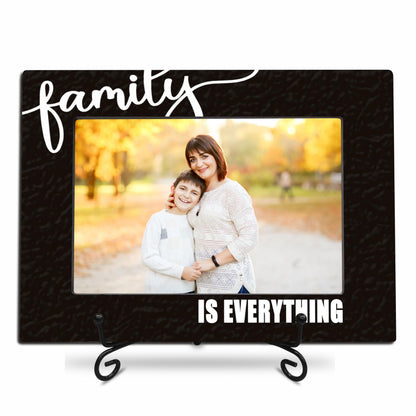 4"X 6" Wooden Photo Frame With A Metal Stand, Family Is Everything - Black & White Wooden Picture Frame Gift For Family, Tabletop Photo Display, Home Decor & Accessories(Horizontal) - 07