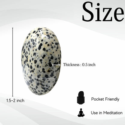 Amazing Gemstone Dalmatian Jasper Crystals and Healing Stones - Large Palm Stone Crystals Piedra - Crystal for Good Luck, Positive Energy, Meditation - Unique Stocking Stuffers Gifts for Women, Men