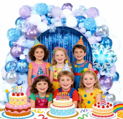 Set of 148pcs Snowflake Balloons Party Decorations Latex Balloons with Snowflake Foil Balloon and Blue Streamers for Baby Shower Birthday Foil Fringe Curtain Backdrop Birthday Party Decor Supplies
