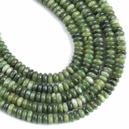 150PCS 2x4mm Natural Chinese Green Jade Rondelle Beads Abacus Disk Stone Beads Round Loose Spacer Gemstone Beads for DIY Bracelet Necklace Jewelry Making